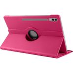 Voyo Samsun Galaxy Tab S10 Ultra Kılıf Standlı Kapaklı Dönebilen 360 Kılıf - Koyu Pembe