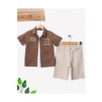 voyyo kids baby ERKEK ÇOCUK YAZLIK NEXT BASKILI KISA KOLLU 1-8 YAŞ GÖMLEKLİ KETEN KAPRİLİ 3'LÜ ŞIK BAYRAMLIK TAKIM