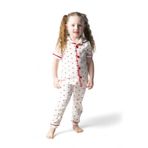voyyo kids baby KIZ ÇOCUK YAZLIK KISA KOLLU KRUVAZE YAKALI KALP BASKILI FİTİLLİ GECELİK TAKIMI