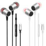 VPB 2 Paket Mikrofonlu USB C Kablolu Kulaklıklar, Tip C Kulak İçi Kulaklıklar, Ağır Bas Net Ses, USB Tip C iPhone 15 iPad Pro MacBook Samsung Google Pixel Android Cihazlara uyar (Siyah Beyaz)