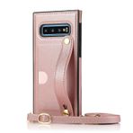 VQWQ Asmak için Wallet Case Samsung Galaxy S10 Plus için Kılıf El Kayışlı - Çok Fonksiyonlu Zincir Cüzdan Katlanır Kılıf Deri Cep Telefonu Kılıfı Cover Case Stand Galaxy S10 Plus için [WD] -Pembe