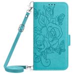 VQWQ Cep Telefonu Kılıfı Samsung Galaxy S21-1,5 m ile Uyumlu Kayış Çiçek Koruyucu Kılıf Deri Çanta Flip Case Katlanır Kılıf Manyetik Kart Bölmesi Cüzdan Kılıf Samsung Galaxy S21 [YB] için -Blue