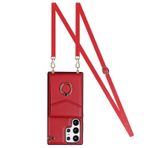 VQWQ Crossbody Cüzdan Kılıf Samsung Galaxy Note 10 Plus - Metal Halka Cep Telefonu Kılıfı RFID Engelleyici Kartlıklı El Kayışı Fermuar Deri Kılıf Samsung Galaxy Note 10 Plus [ZHFQ] için -Kırmızı