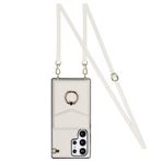 VQWQ Crossbody Cüzdan Kılıf Samsung Galaxy S20 Plus - Metal Halka Cep Telefonu Kılıfı RFID Engelleyici Kartlıklı El Kayışı Fermuar Deri Kılıf Samsung Galaxy S20 Plus [ZHFQ] için -Beyaz