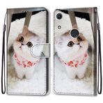 VQWQ Huawei Honor 8A için Cüzdan Kılıf - Renkli Boyama Kapaklı Kılıf Bilek Kayışı Kredi Kartı Tutucu Mıknatıs PU Deri + Huawei Honor 8A [PA] için Yumuşak Kabuk Stand Kılıfı - Eşarp