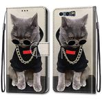 VQWQ Huawei Honor 9 için Kılıf - Renkli Boyama Flip Telefon Kılıfı El Kayışı Kart Tutucu Mıknatıslı PU Deri + Yumuşak Kabuk Cüzdan Kapağı Huawei Honor 9 [DEF] -Cat I