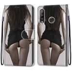 VQWQ Huawei P30 Lite için Kılıf - Renkli Boyama Flip Telefon Kılıfı El Kayışı Kart Tutucu Mıknatıslı PU Deri + Yumuşak Kabuk Cüzdan Kapağı Huawei P30 Lite [DEF] -Kız