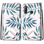 VQWQ Huawei P30 Lite için Kılıf - Renkli Boyama Flip Telefon Kılıfı El Kayışı Kart Tutucu Mıknatıslı PU Deri + Yumuşak Kabuk Cüzdan Kapağı Huawei P30 Lite [DEF] -Yaprak