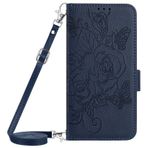VQWQ Moto G Power 2022-1,5 m ile uyumlu cep telefonu kılıfı kayış çiçek koruyucu kılıf deri çanta Flip Case katlanır kılıf manyetik kart bölmesi Wallet Cover Moto G Power 2022 [YB] için -Blue