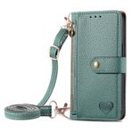VQWQ Oppo Realme 5 Pro/Realme Q için Kılıf - Asmak için Fermuarlı Flip Case Wallet Deri Kılıf Katlanır Kılıf Mıknatıslı Kart Bölmesi Koruyucu Kılıf Oppo Realme 5 Pro/Realme Q için Çanta [SDAX]-Green