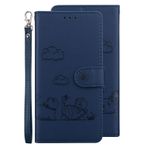 VQWQ Redmi Note 13 Pro 4G ile uyumlu cep telefonu kılıfı - Kedi koruyucu kılıf deri çanta Case katlanır kılıf RFID blok el kayışı cüzdan kılıf Redmi Note 13 Pro 4G / Xiaomi Poco M6 Pro 4G [TX]-Blue