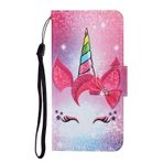 VQWQ Samsung Galaxy A33 5G için Kapaklı Kılıf - Renkli Boyama Deri Cüzdan Kılıf Folyo Kılıf [Manyetik] [Kart Yuvaları] [Kickstand] Kayış Kapaklı Samsung Galaxy A33 5G [XC04] -Unicorn