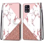 VQWQ Samsung Galaxy A51 4G için Kılıf - Samsung Galaxy A51 4G için Renkli Boyama Kapaklı Telefon Kılıfı El Kayışı Kart Tutacağı Mıknatıslı PU Deri + Yumuşak Kabuk Cüzdan Kılıfı [DEF] -Mermer