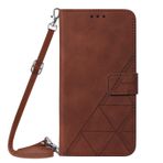 VQWQ Xiaomi Mi 11i için Kılıf - Çapraz Gövde Kordon Kart Tutucu Mıknatıslı Kapaklı Kılıf Düz Renk PU Deri + Mi 11i / Xiaomi Mi 11X Pro/Mi 11X için Yumuşak Kabuk Cüzdan Kapağı [Üçgen] -Kahverengi