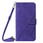 VQWQ Xiaomi POCO F3 için Kılıf - Çapraz Gövde Kordon Kart Tutucu Mıknatıslı Kapaklı Kılıf Düz Renk PU Deri + Xiaomi POCO F3 için Yumuşak Kabuk Cüzdan Kapağı [Üçgen] -Mor