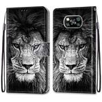 VQWQ Xiaomi POCO X3 NFC için Kılıf - Renkli Boyama Flip Telefon Kılıfı El Kayışı Kart Tutucu Mıknatıslı PU Deri + Yumuşak Kabuk Cüzdan Kılıfı Xiaomi POCO X3 NFC [DEF] -Lion