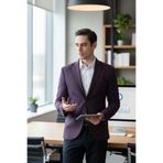 VRDD Erkek Bordo-Lacivert Battal Büyük Beden Regular Fit Mono Yaka Casual Blazer Ceket Bordo 58
