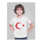 VRHediye 23 NİSAN AY YILDIZLI BEYAZ ÇOCUK TİŞÖRT