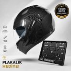 Vrt Çene Açılır Güneş Vizörlü Kask + Plakalık - Karbon