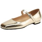 Vrupons Mary Janes Slip-On kadın ayakkabısı, kare parmak kısmı ve tokalı, düğün veya özel günler için ideal, Altın, 37 EU