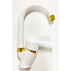 VSA Beyaz Gold Banyo Lavabo Musluğu Bataryası Çeşmesi Lüx Tasarım Çif Su Girişli