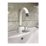 VSA Beyaz Kısa Lavabo Bataryası Delta Banyo Sıcak Soğuk Su Girişli Musluk