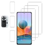 Vsjnk Xiaomi Redmi Note 10 Pro/Note 10 Pro Max için zırhlı koruyucu cam, 3 adet koruyucu folyo, 3 x kamera zırhlı folyo, 9H sertlikte sertleştirilmiş cam, HD ekran koruyucu folyo, Redmi Note 10 Pro