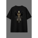 Vsrn Mısır Tanrısı Tasarım Arka Baskılı Siyah Oversize T Shirt - XL