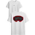 Vsrn Moto Gözlüğü Tasarım Baskılı Beyaz Oversize T-Shirt