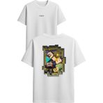 Vsrn Mutlu Aile Tablosu Tasarım Baskılı Beyaz Oversize T-Shirt - XL