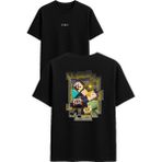 Vsrn Mutlu Aile Tablosu Tasarım Baskılı Siyah Oversize T Shirt - XL