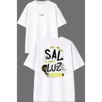 Vsrn Sal Mu Tasarım Ön Arka Baskılı Beyaz Oversize T Shirt