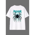 Vsrn Spider Preda Tasarım Arka Baskılı Beyaz Oversize T Shirt - XL