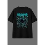 Vsrn Spider Preda Tasarım Arka Baskılı Siyah Oversize T Shirt - XL