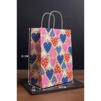 V&T Kurumsal Anneler Günü Renkli Kalp Desenli Kraft Hediye Çantası | 25’li Paket