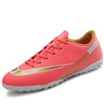 VTASQ erkek futbol botları çocuk futbol atletizm antrenman ayakkabıları kaymaz futbol ayakkabıları çocuk genç kapalı açık spor ayakkabı unisex pembe 2.5UK