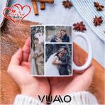 Vuao Kişiye Özel Isimli 10 Fotoğraflı Kolaj Kupa Bardak, Isme Özel Kişiselleştirilmiş Hediye Kupa Bardağı - Beyaz - 300 ml
