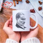 Vuao Kişiye Özel Mustafa Kemal Atatürk Temalı Imzalı, Fotoğraflı ve Isimli Kupa Bardak - Beyaz - 300 ml
