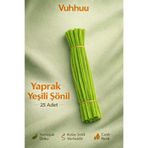 Vuhhuu Yaprak Yeşili Şönil Tel (Pipe Cleaner) Hobi Malzemesi – El Işi ve Çiçek Yapımı Için - 25 Adet