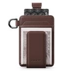 VULKIT Anahtarlıklı Para Klipsli Cüzdan İnce Minimalist Tasarım Manyetik Nakit Klipsi Kredi Kartı Cüzdanı Erkek Bayan için, Espresso, Slim, Minimalist