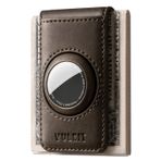 VULKIT Erkek Manyetik Para Klipsi, Airtag Tutuculu - Airtag Dahil Değildir - 15 Nakit veya 8 Karta Kadar Tutar, Espresso, Slim, Minimalist