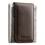 VULKIT İnce manyetik deri para klipsi, kredi kartları ve kartvizitler için, kağıt para tutucu, güçlü mıknatıs 15 x katlanmış banknot tutar, Espresso, Ölçü Birimi, Para klipsi