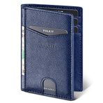 VULKIT Kartlık Erkek Cüzdanı Deri RFID NFC Korumalı Slim Wallet Kartlar Cüzdan 10 Kart Bölmeli (Çapraz Mavi), Cross Mavi, S, Klasik