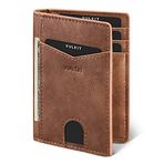 VULKIT Kartlık Erkek Cüzdanı Deri RFID NFC Korumalı Slim Wallet Kartlar Cüzdan 10 Kart Bölmeli, Kahverengi, Kahverengi, S, Klasik