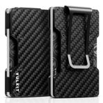 VULKIT Kredi kartı tutucu RFID engelleme para klipsi ile erkekler ve kadınlar için ince Metal cüzdan Minimalist kart cüzdan, karbon fiber, 3.4 x 2.1 x 0.4 inches, Minimalist