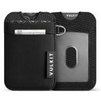 VULKIT Minimalist Cüzdan İnce Kart Tutucu, RFID Engelleme, Elastik Cep - Minimalist 5+ Kart Tutucu Kılıf, Erkekler Kadınlar için Anahtarlık ve Kimlik Yuvası, siyah, NO, Minimalist