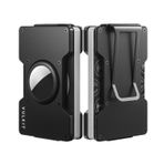 VULKIT Minimalsit Metal Cüzdan Para Klipsi ile İnce Kredi Kartı Tutucu Airtag Tutucu ile Uyumlu Ön Cep Bussniness Kart Cüzdan erkekler için, Siyah, Minimalist