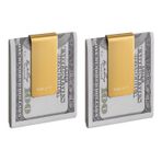 VULKIT Para Klipsi Paslanmaz Çelik Nakit Tutucu EDC Aksesuarları Erkek Para Klipsleri, Altın-2 adet, Slim