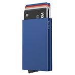 VULKIT RFID NFC korumalı metal kart cüzdanı erkek cüzdanı çift kart kılıfı 10 kart için, Lacivert, S, Modern