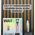 Vult VT-10800 | Profesyonel Saç & Sakal Tıraş Makinesi – Full Metal Gövde – Kablosuz – LED Göstergeli – 5 Tarak - Gri